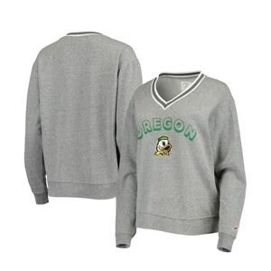 Oregon Ducks Women's L League Collegiate Wear Heathered Gray V-neck Sweatshirt